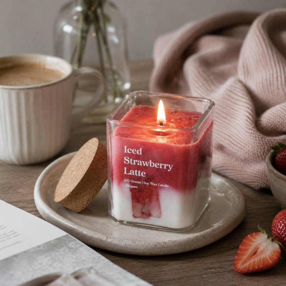 Iced Strawberry Latte Candle
