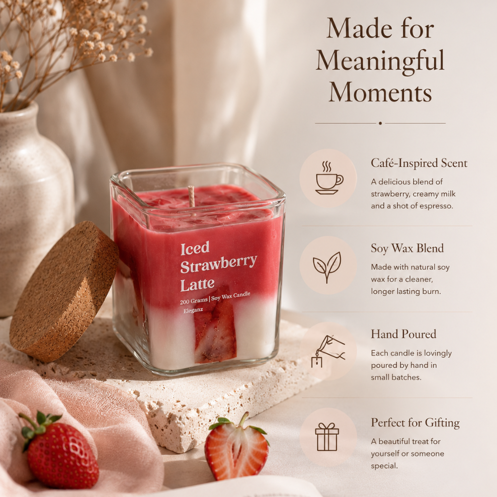 Iced Strawberry Latte Candle