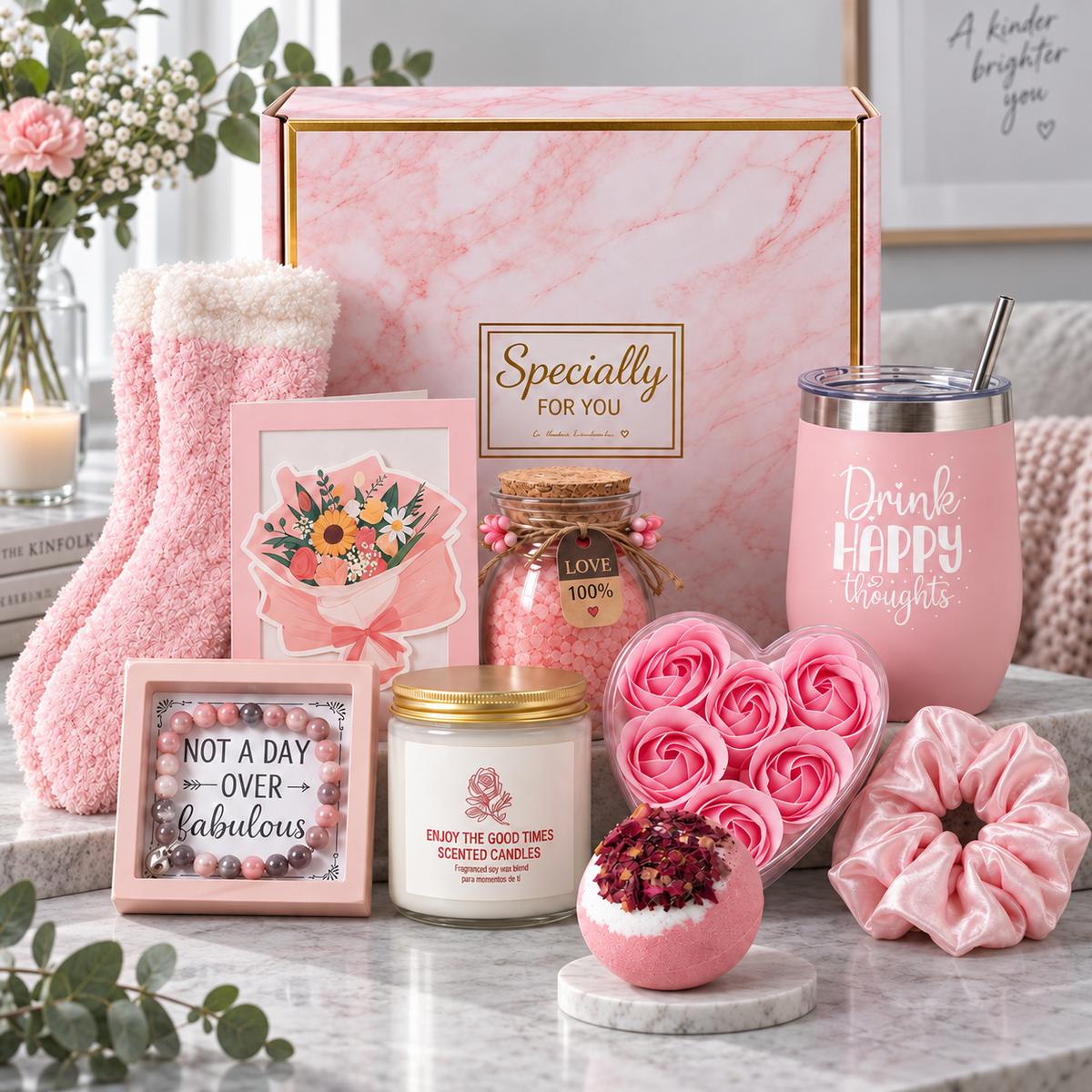 Specially for Her Self-Care Gift Box with candle, tumbler and pampering gifts